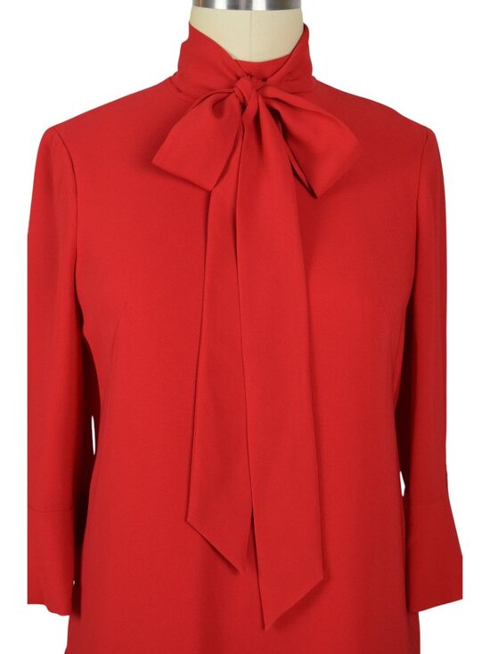 KAREN MILLEN HIGH NECK RED FLOUNCE HEM DRESS - Picture 3 of 9